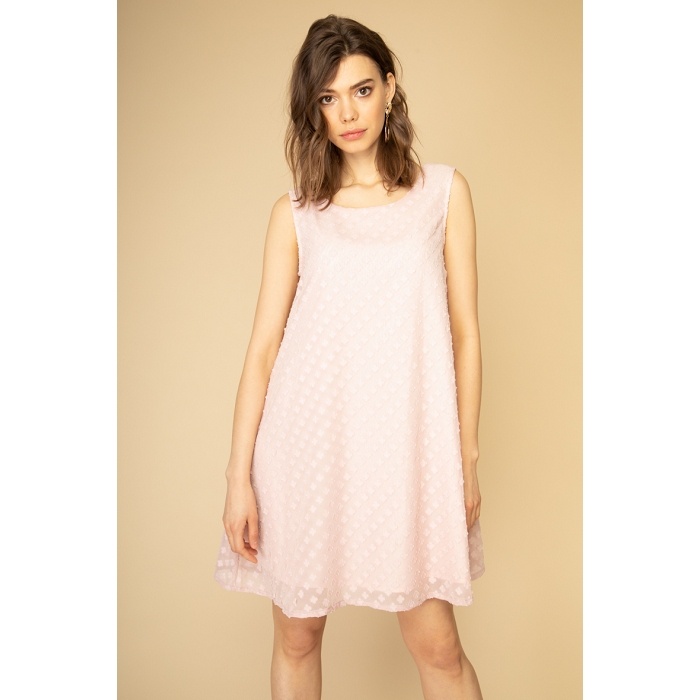 Scarpy creation robe legere en dentelle sans manche rose