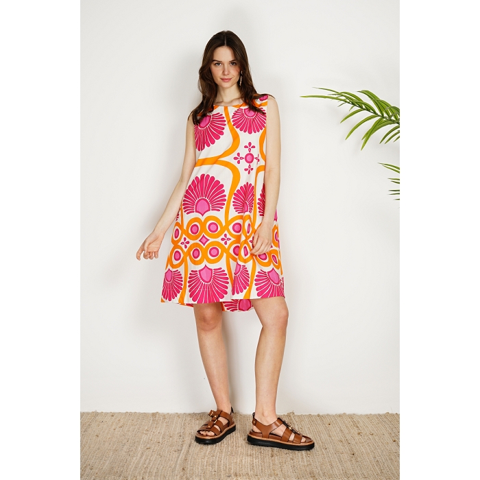 Scarpy creation my robe imprimee en popeline de coton yl rose