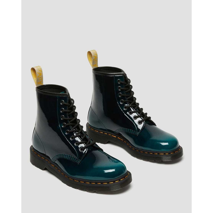 Dr martens vegan 1460 black dms green gloss pull up vert4654201_4