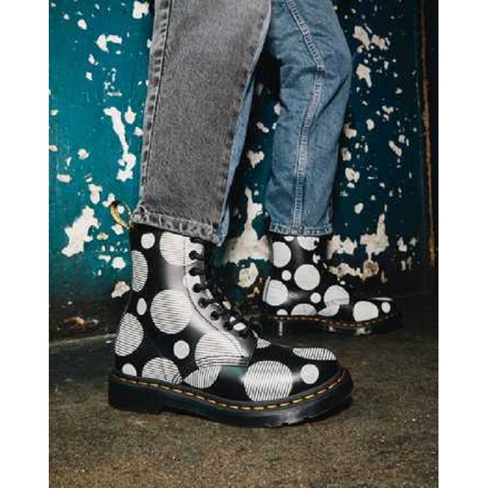 Dr martens 1460 black smooth polka dot noir4654301_2