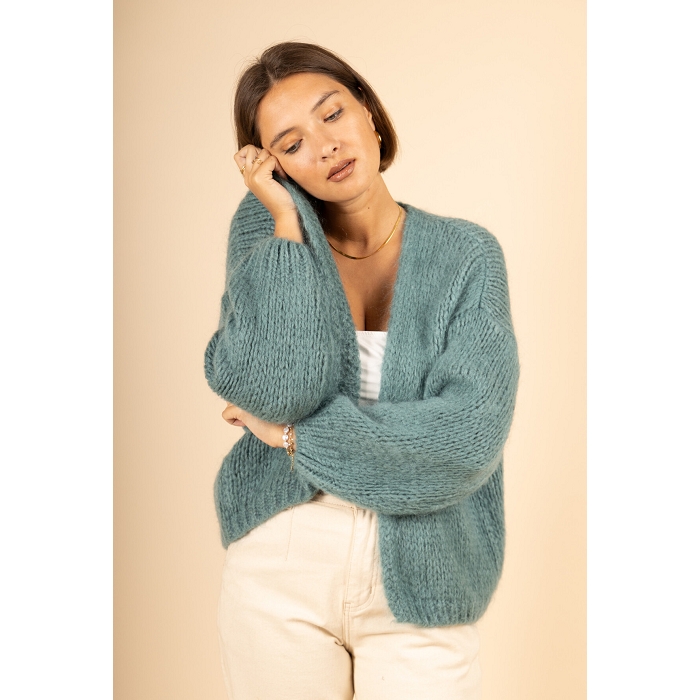 Scarpy creation gilet bernadette oversize mohair bleu