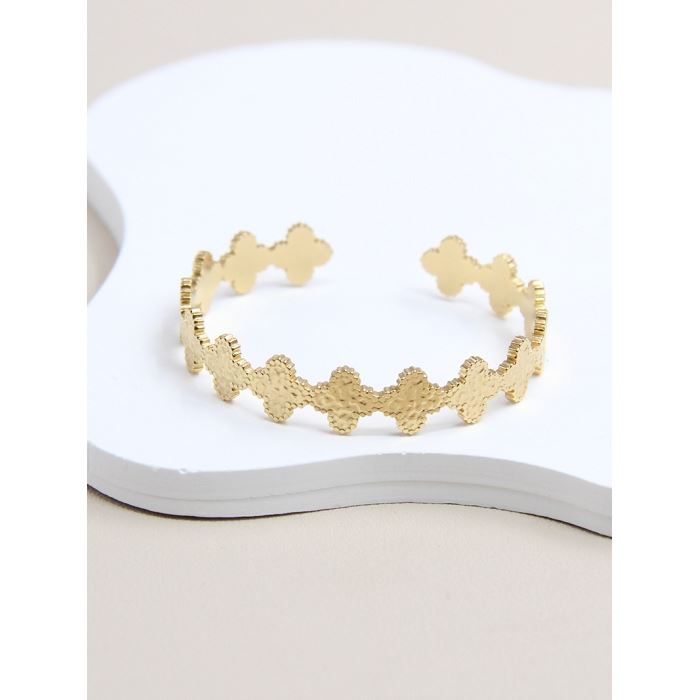 Scarpy creation bracelet jonc trefle or