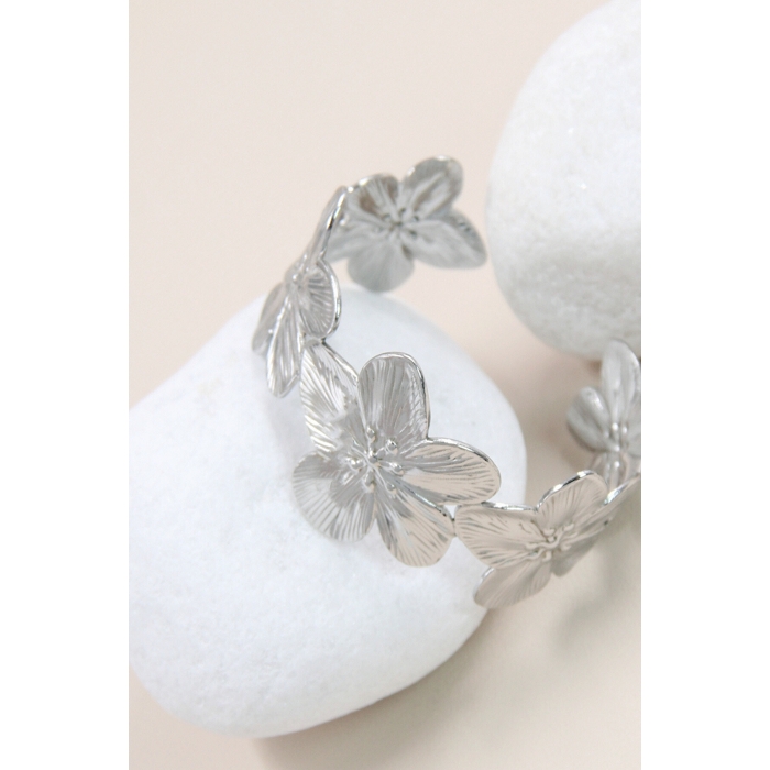 Scarpy creation bracelet jonc fleur argent