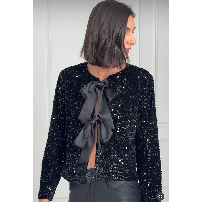 Scarpy creation blouson paillette noir