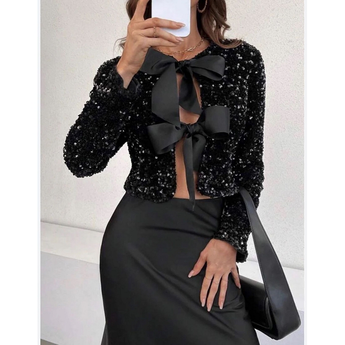 Scarpy creation blouson paillette noir4723503_2