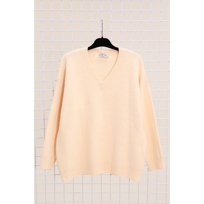 Le bon sens my pull col v yl naturel4738901_4