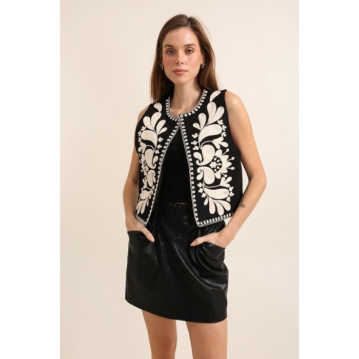 Scarpy creation my gilet sans manche brode yl noir