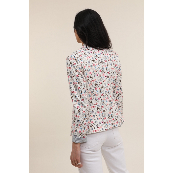 Scarpy creation veste blazer fleurie manche revers blanc4753401_2