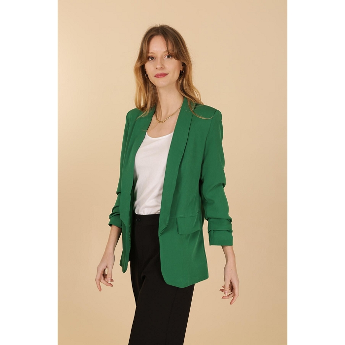 Scarpy creation veste blazer manche 34 revers vert4753501_4