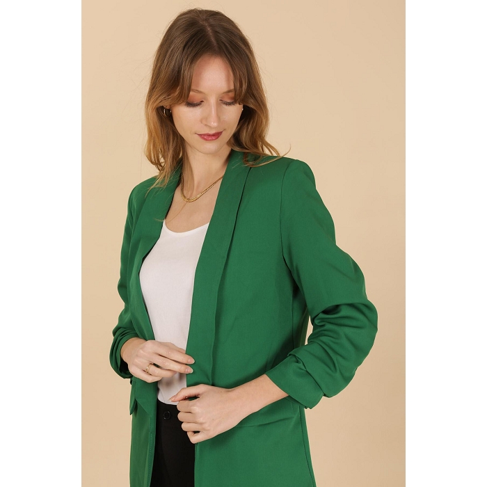 Scarpy creation veste blazer manche 34 revers vert4753501_5