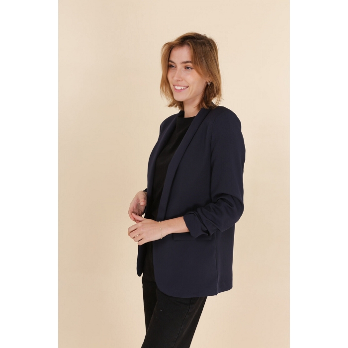 Scarpy creation veste blazer manche 34 revers bleu4753502_2
