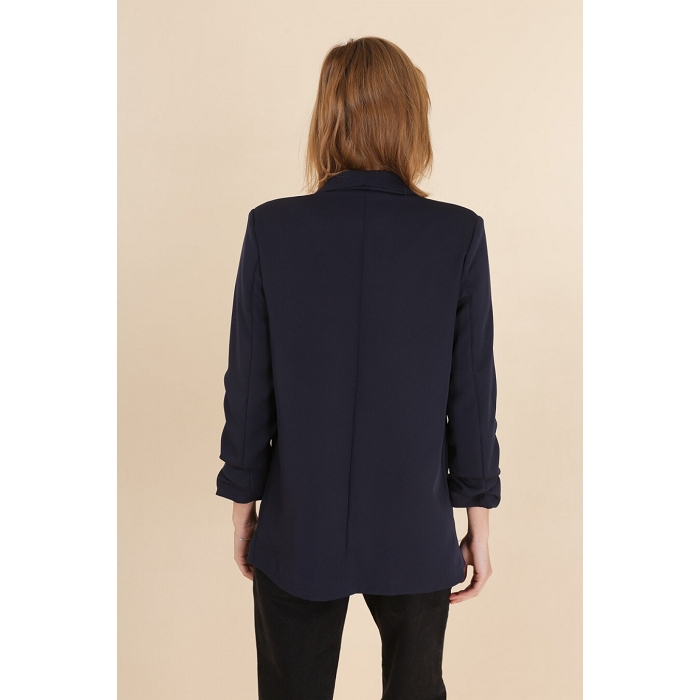 Scarpy creation veste blazer manche 34 revers bleu4753502_6