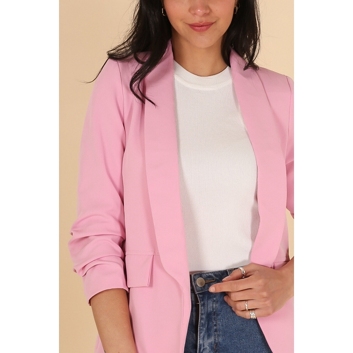 Scarpy creation veste blazer manche 34 revers rose4753503_2