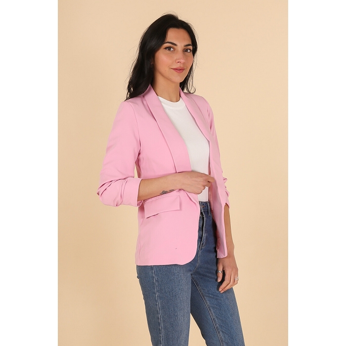 Scarpy creation veste blazer manche 34 revers rose4753503_4