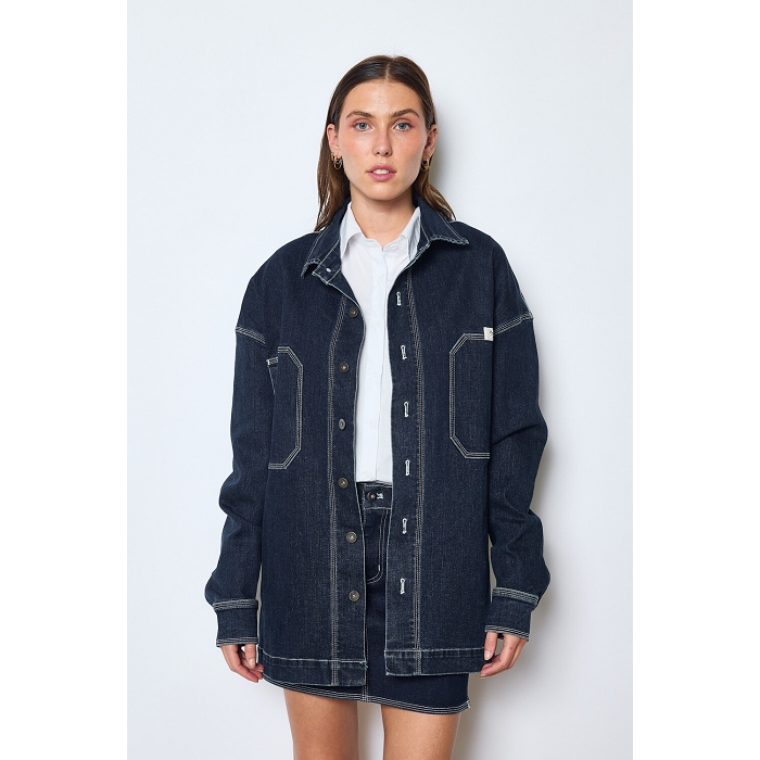 Scarpy creation veste longue jeans bleu