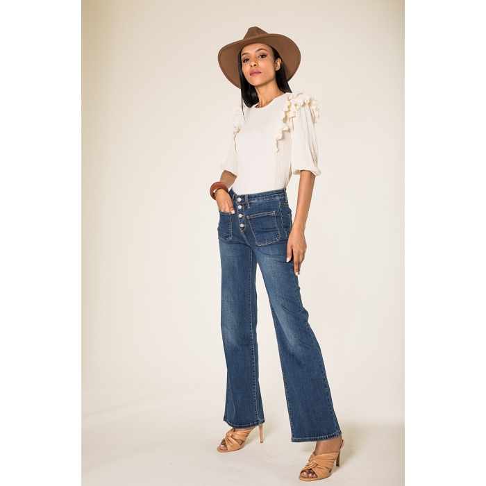 Scarpy creation jeans evase boutons bleu4754103_4