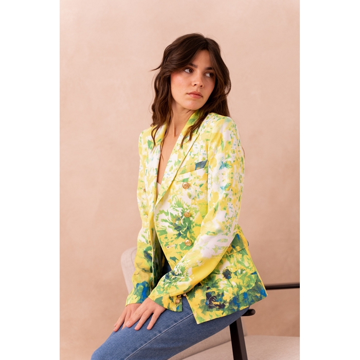 Scarpy creation veste blazer fleurie jaune jaune4755301_6