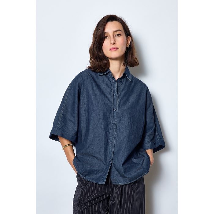 Scarpy creation chemise over size en jeans bleu