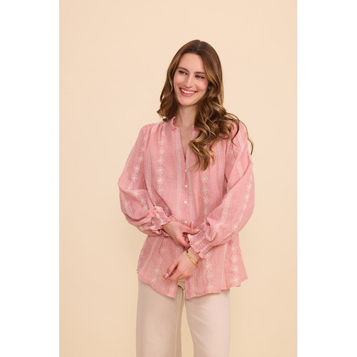Scarpy creation chemise broderie coton orange