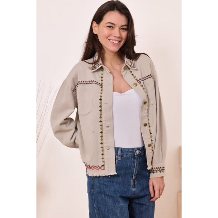 Scarpy creation veste en coton beige4763501_6