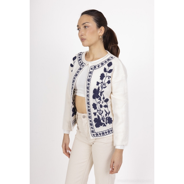 Scarpy creation cardigan detail fleuri blanc
