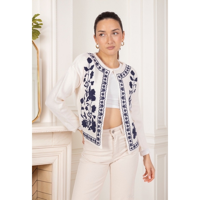 Scarpy creation cardigan detail fleuri blanc4764001_5