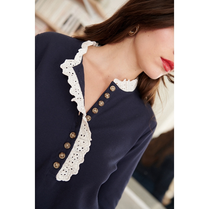 Scarpy creation polo col dentelle bleu4764501_2