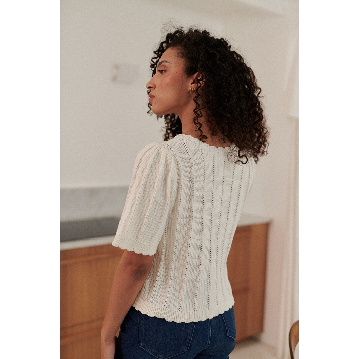 Scarpy creation maille coton manche courte beige4778901_6