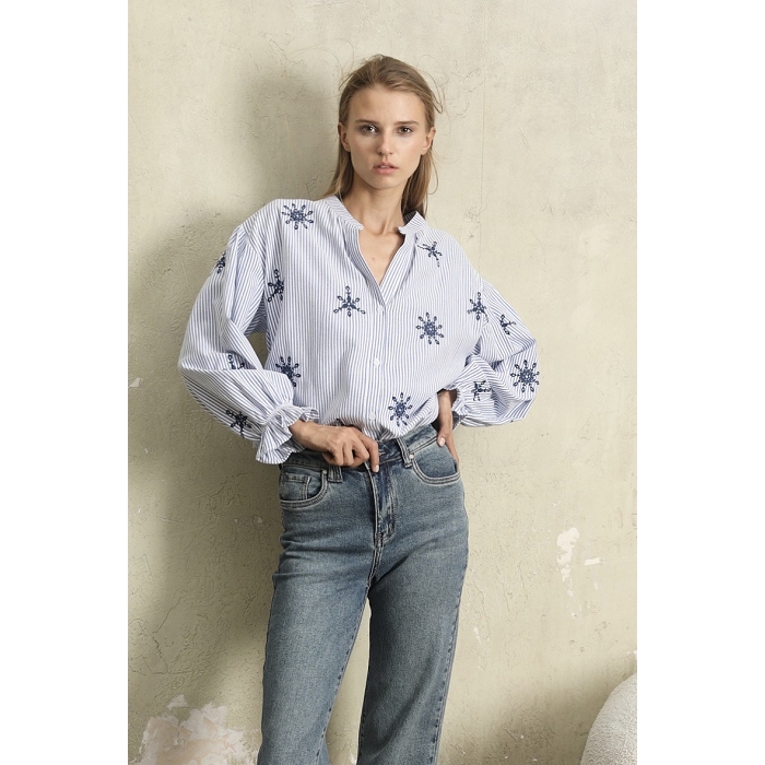 Scarpy creation blouse rayee brodee bleu4779801_3