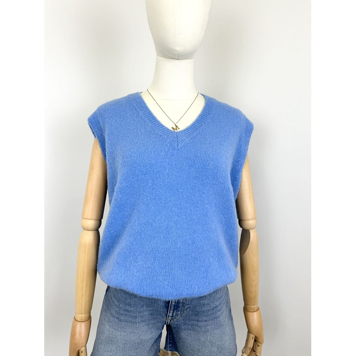 Scarpy creation my pull v sans manche alpaga yl bleu