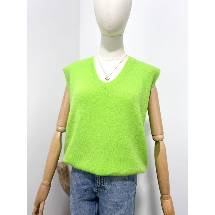 Scarpy creation pull v sans manche alpaga vert
