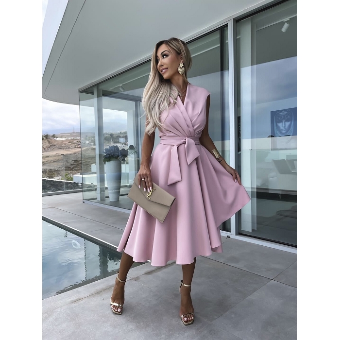 Scarpy creation robe manche courte patineuse rose