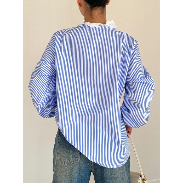 Scarpy creation chemise rayure dentelle bleu4783902_5