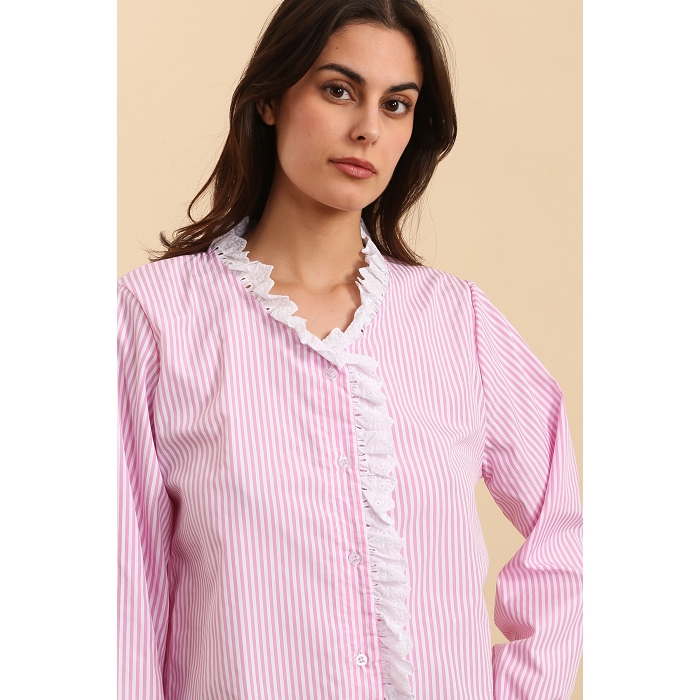 Scarpy creation chemise rayure dentelle rose4783903_2