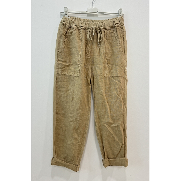 Scarpy creation my pantalon bimatiere lin yl marron