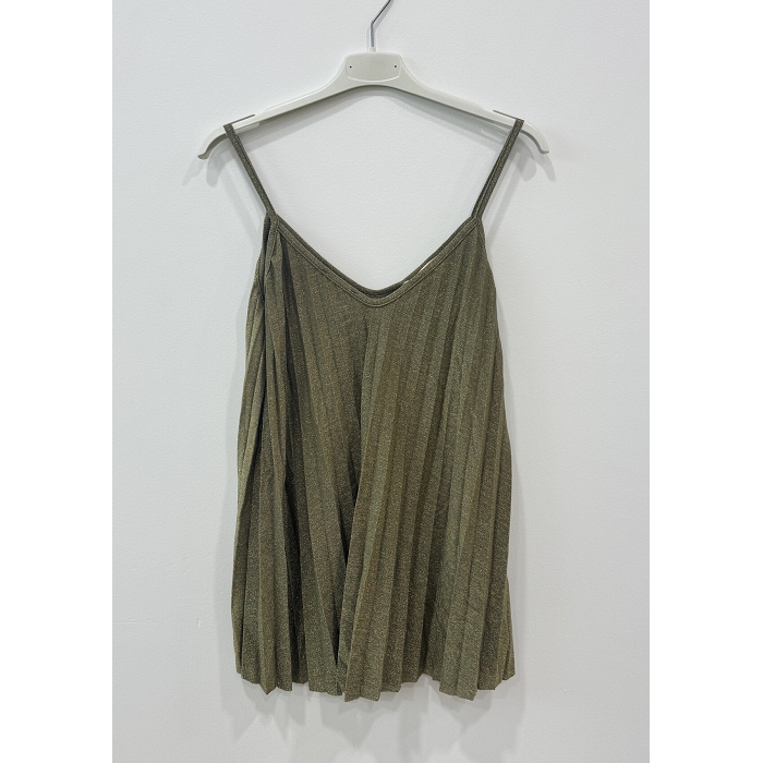 Scarpy creation debardeur plisse lurex vert