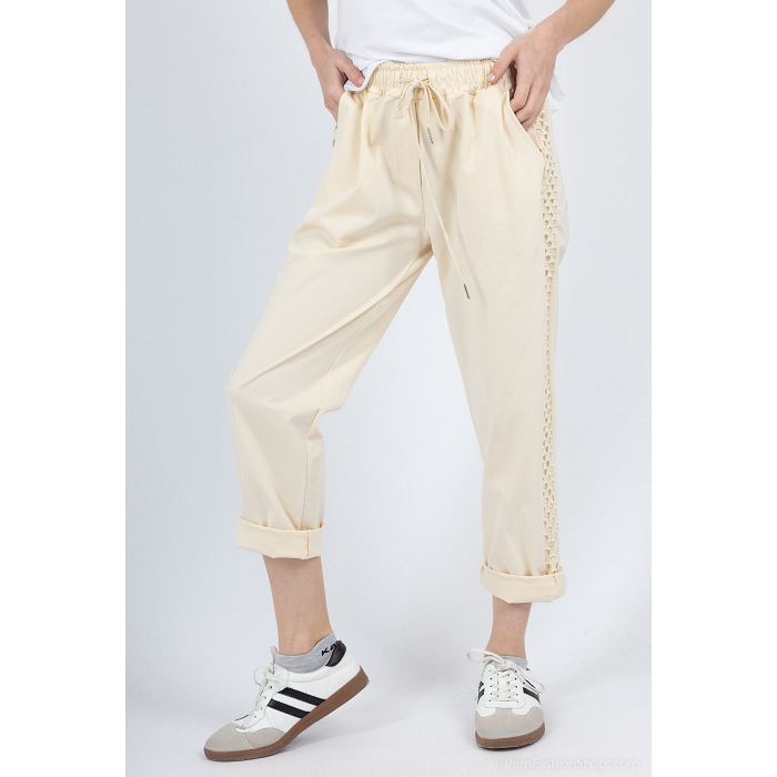Scarpy creation my pantalon bande filet yl beige