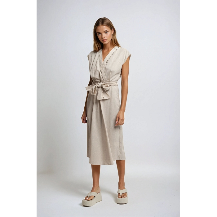 Scarpy creation robe midi lin beige
