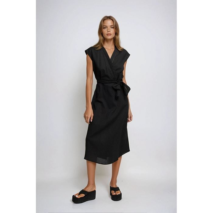 Scarpy creation robe midi lin noir