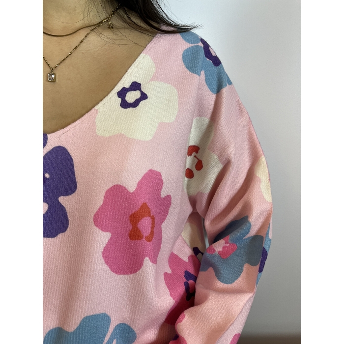 Scarpy creation pull rose fleur rose4796801_2