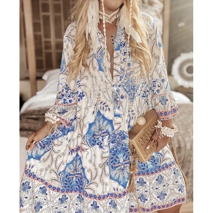 Scarpy creation robe courte en viscose bleu