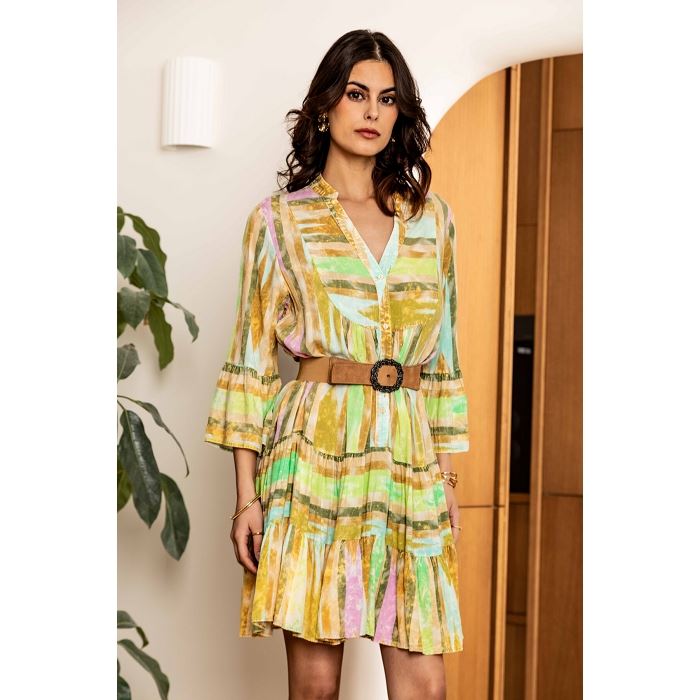 Scarpy creation tunique evasee rayure vert