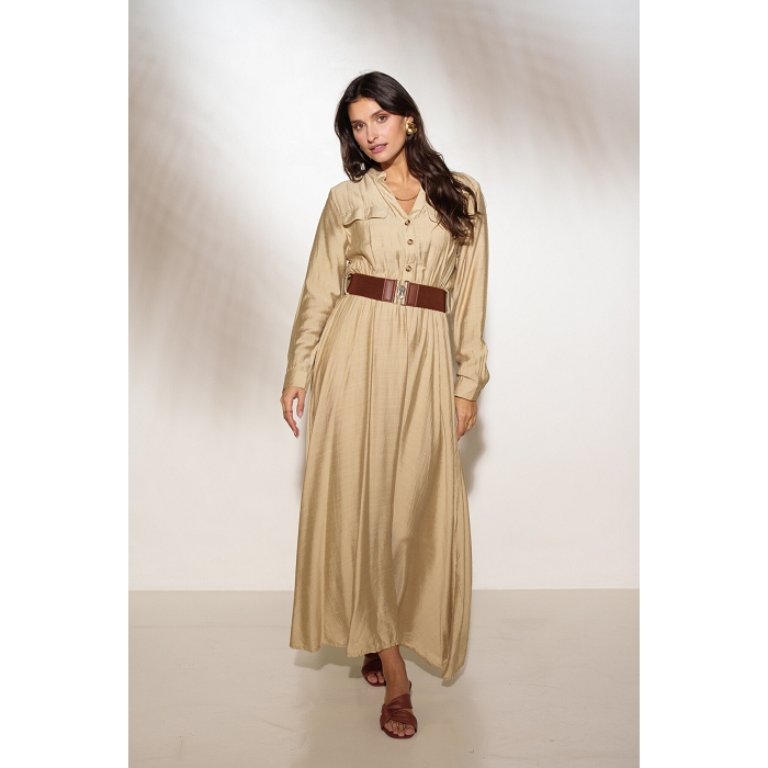 Scarpy creation robe chemise longue beige4799601_5