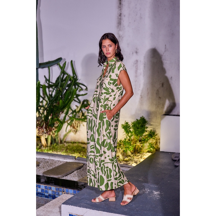 Scarpy creation robe longue graphique vert4799702_3