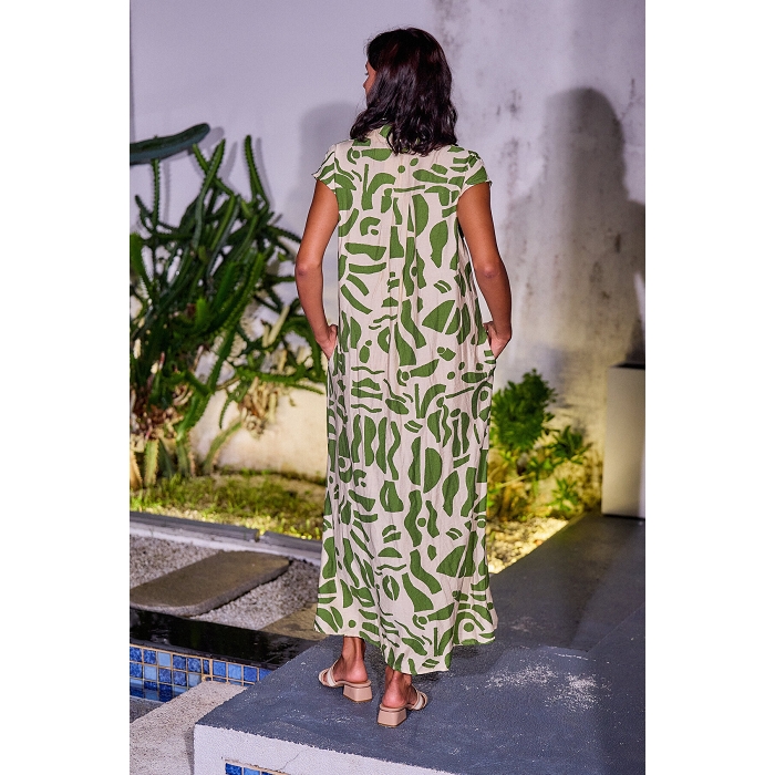 Scarpy creation robe longue graphique vert4799702_5