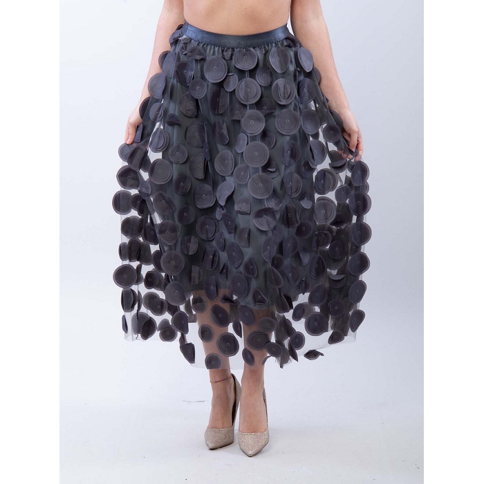 Scarpy creation my jupe longue tulle a pois yl gris