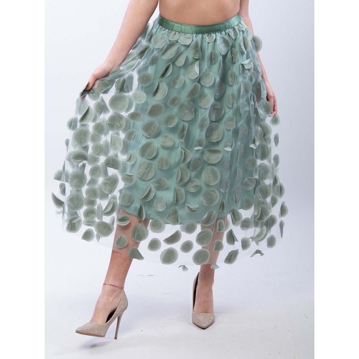Scarpy creation my jupe longue tulle a pois yl vert
