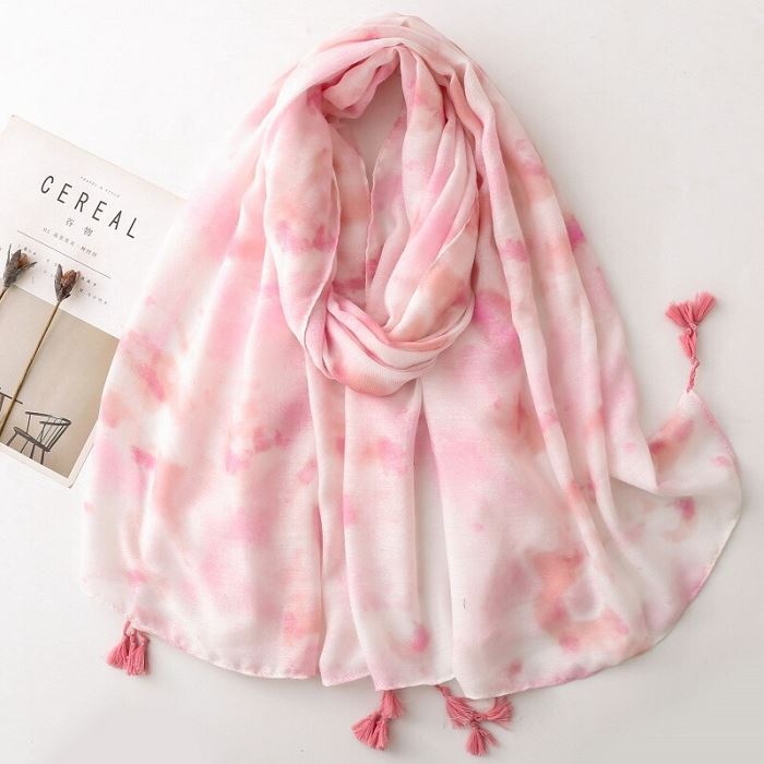 Le bon sens foulard degrade avec pompom rose4802201_3