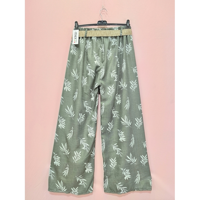 Scarpy creation pantalon ample ceinture vert