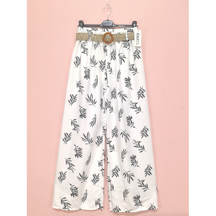 Scarpy creation pantalon ample ceinture blanc